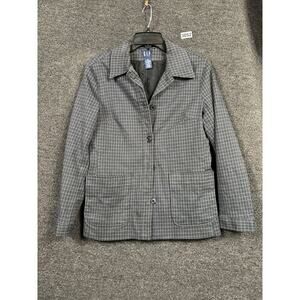 Gap Jacket Womens Size 6 Gray Plaid Button Blazer Stretch Pockets Office Coat